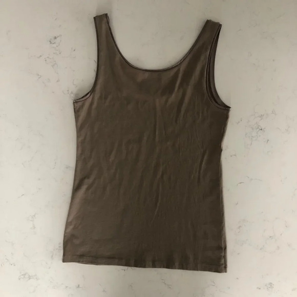 Ann Taylor Sleeveless Scoop Neck Cotton & Spandex Tank Top Neutral Tan Sz S NWOT - Picture 7 of 13